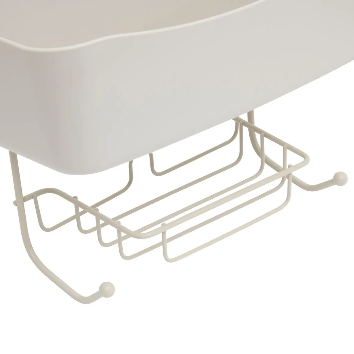 Soporte para ducha beige metálico con 2 ganchos