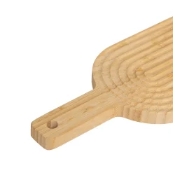 Tabla de cortar ovalada beige de bambú
