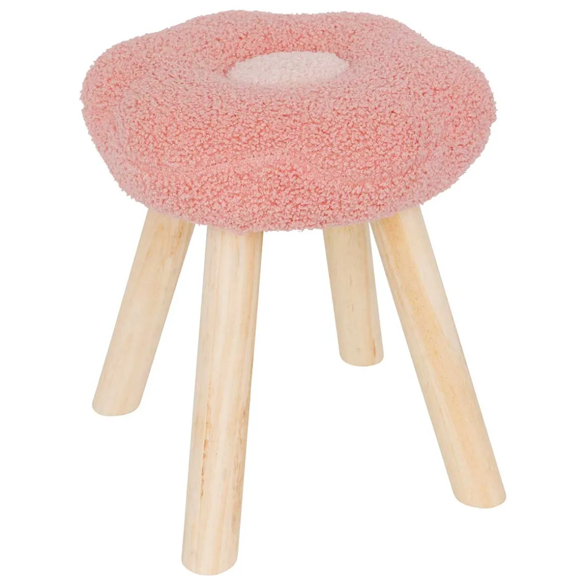 Taburete de felpa rosa forma de flor WILD FOREST