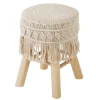 Taburete De Macramé Patas Madera 32x42Cm