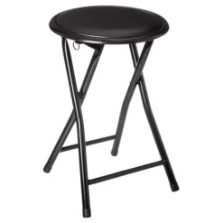 Taburete plegable negro de metal