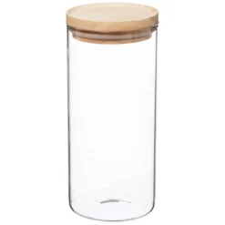 Tarro de vidrio hermético c/tapa de madera 1.3l