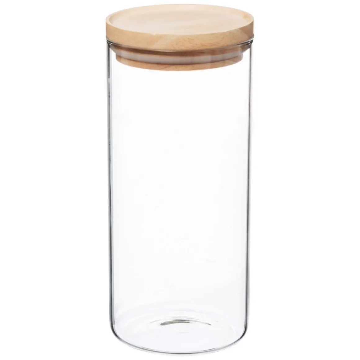 Tarro de vidrio hermético c/tapa de madera 1.3l