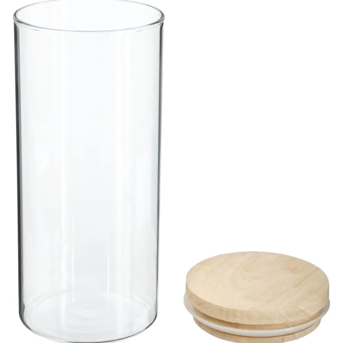 Tarro de vidrio hermético c/tapa de madera 1.3l