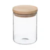 Tarro de vidrio hermético c/tapa de madera 600ml