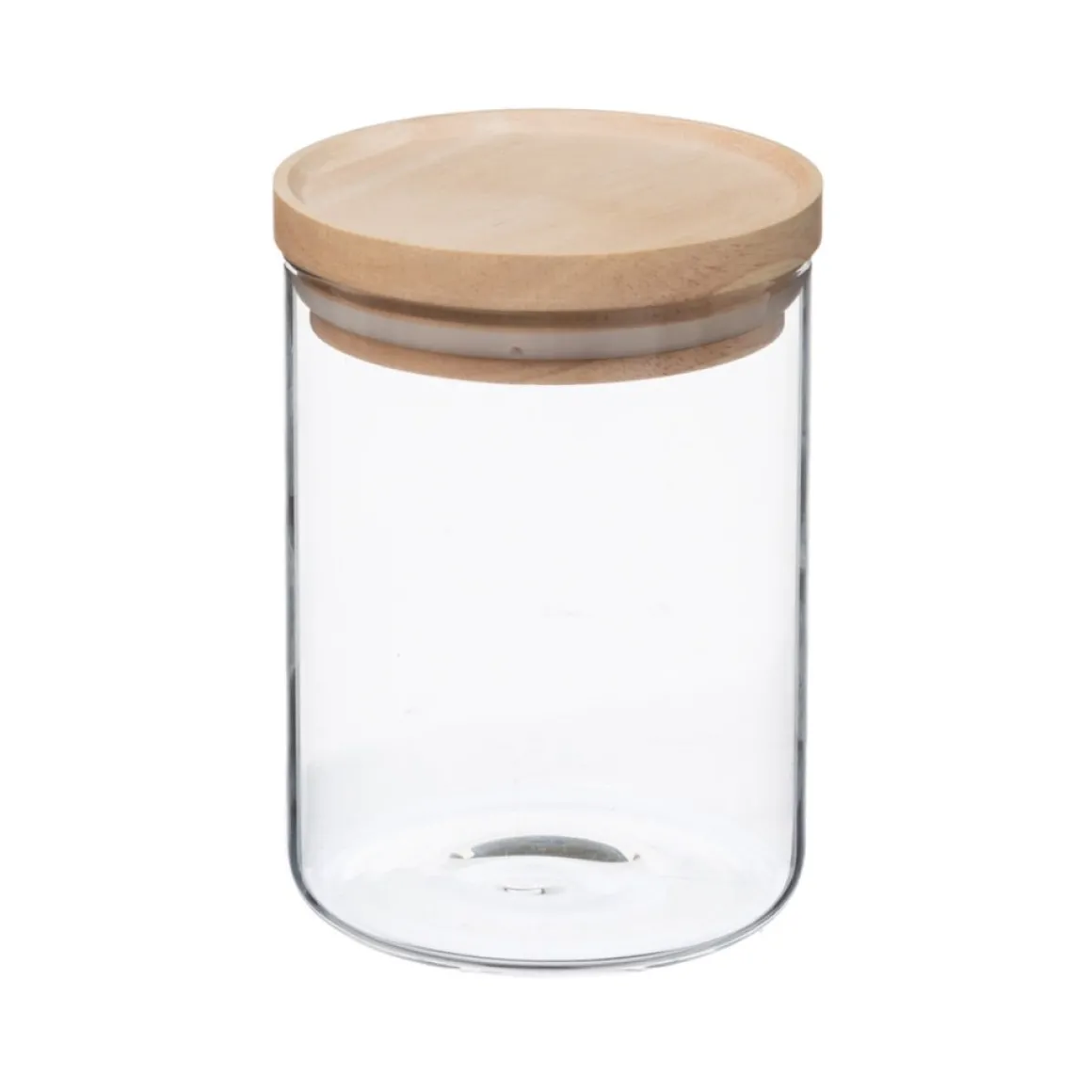 Tarro de vidrio hermético c/tapa de madera 600ml
