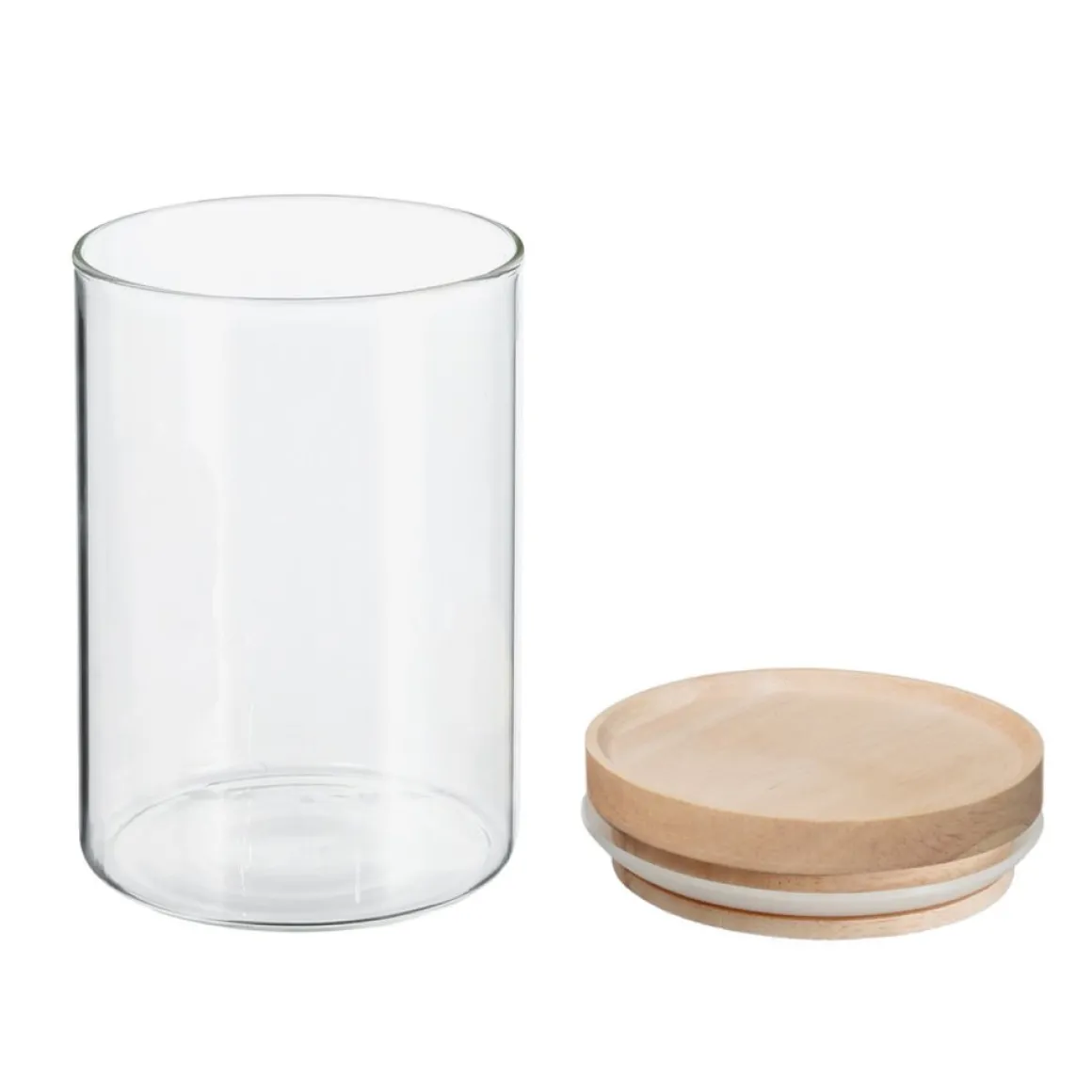 Tarro de vidrio hermético c/tapa de madera 600ml