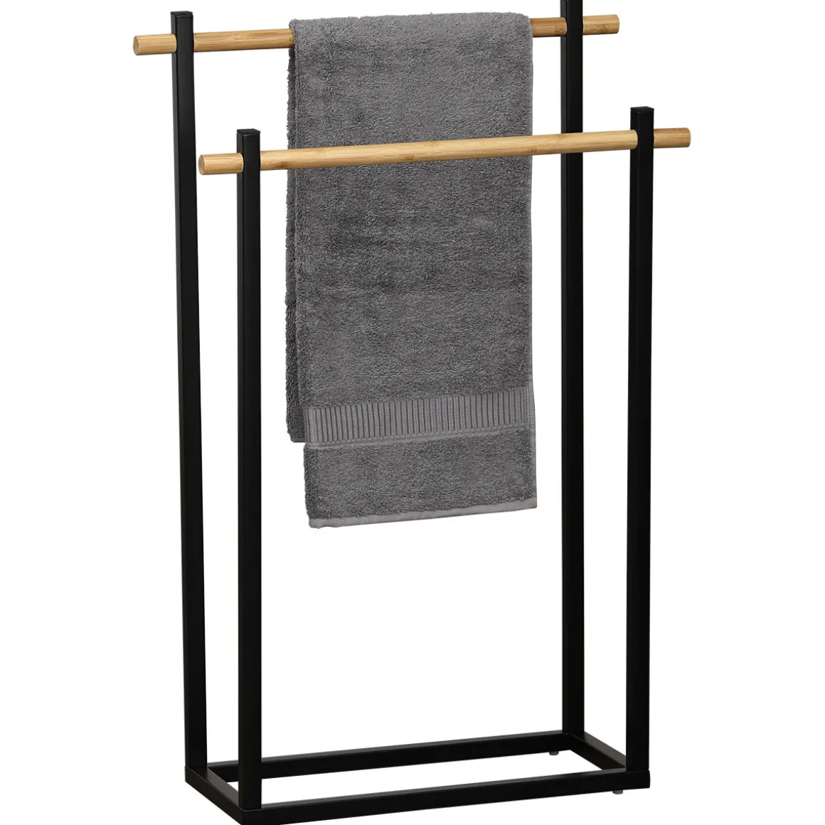 Toallero C/2 Barras Metálicas De Bambú