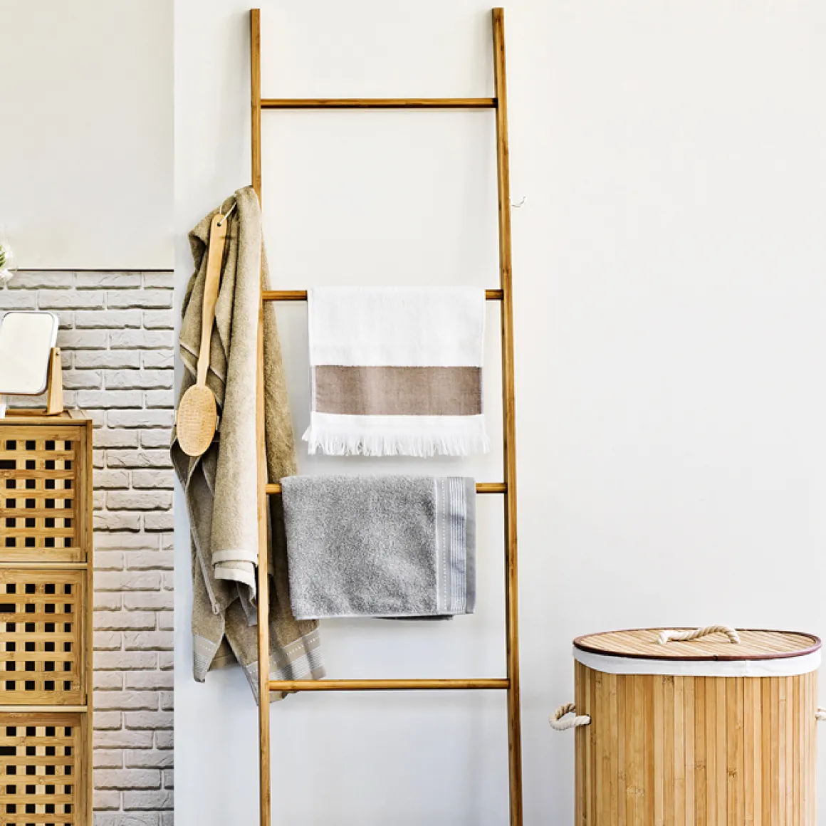 Toallero escalera de bambú 170cm