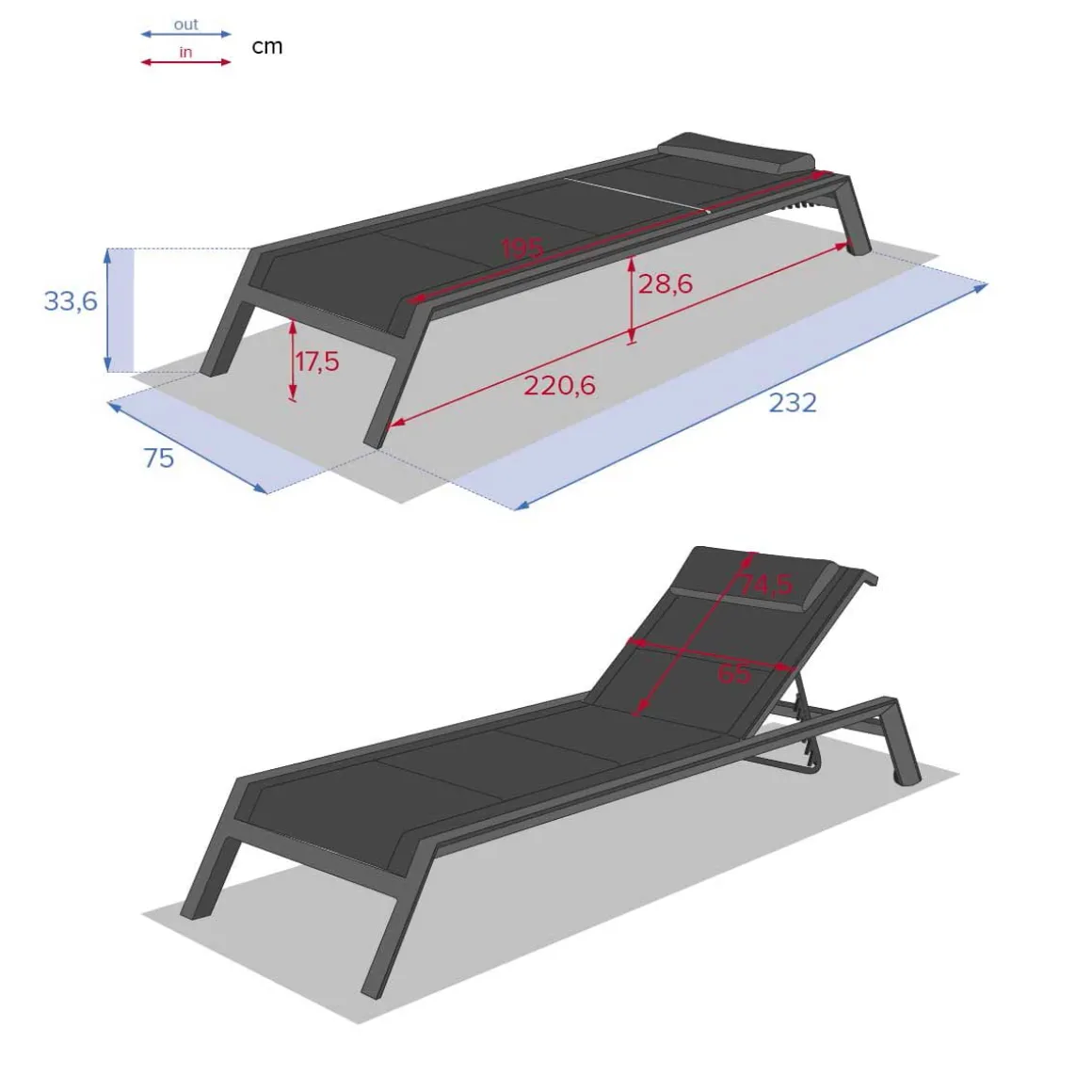 Tumbona ALLURE poivre y gris graphite