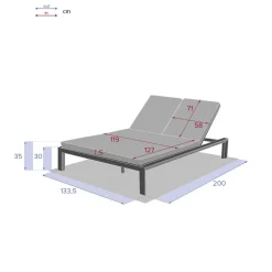 Tumbona doble ÉVASION graphite y antracite
