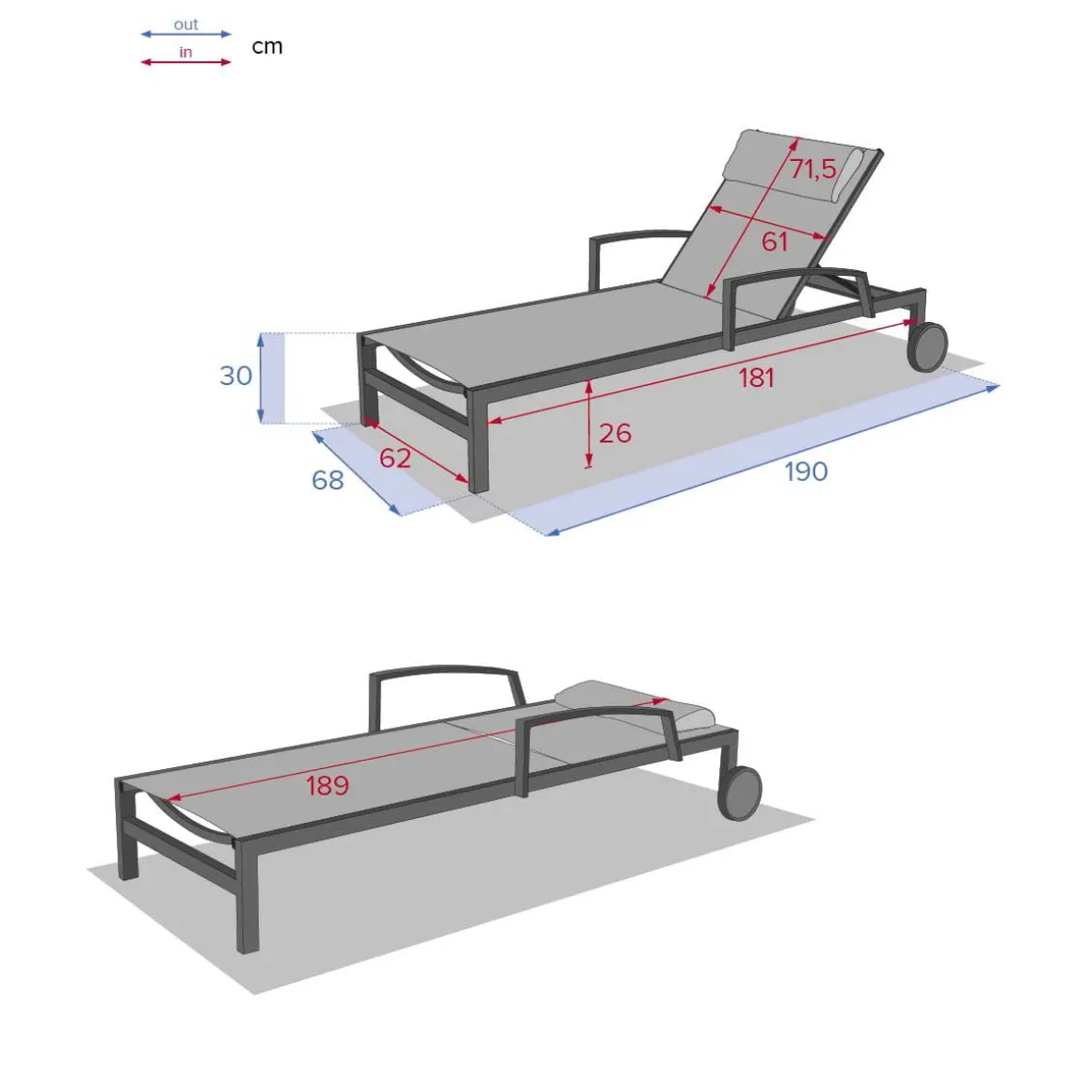Tumbona OCALA noisette y blanco