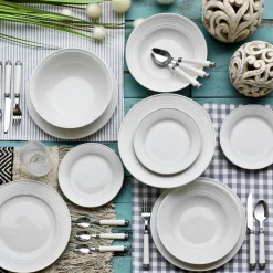 Vajilla 18 Pzas Blanca Redonda De Porcelana