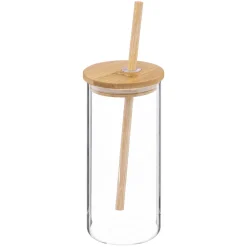 Vaso De Vidrio C/Tapa+Pajita 40 Cl