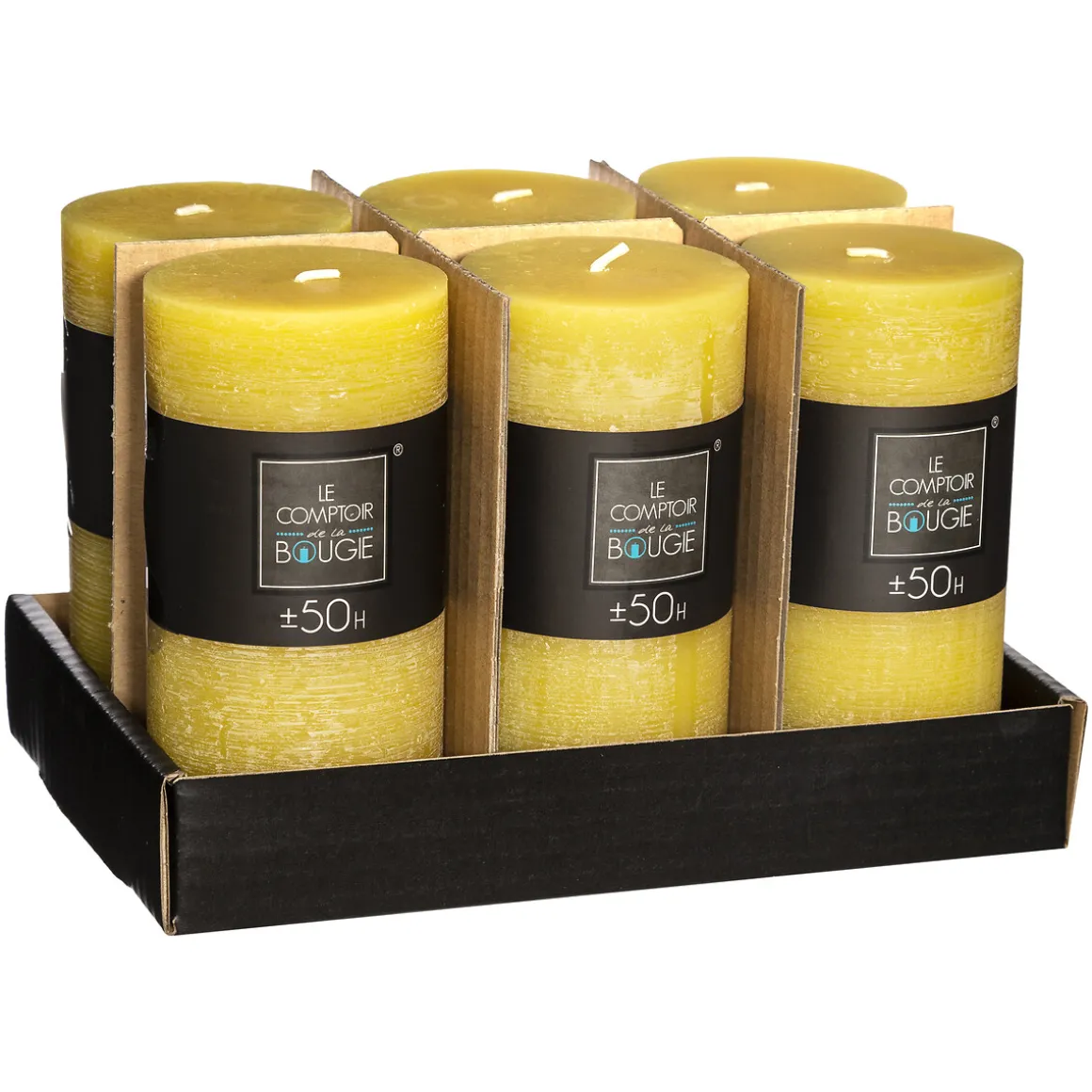 Vela Rústica Cilíndrica Amarilla 7x14Cm