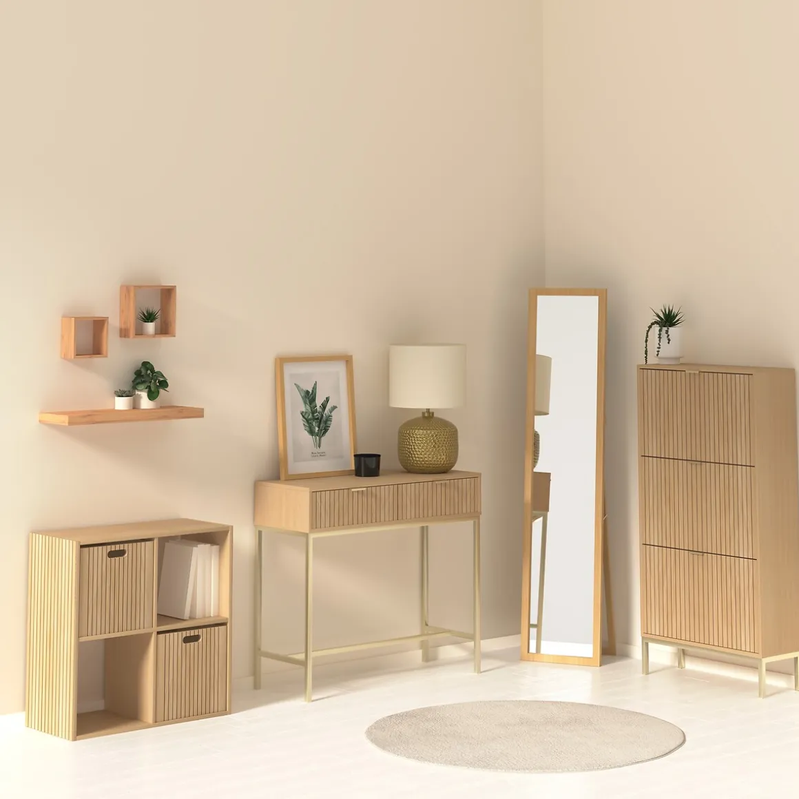 Zapatero de mdf beige TASSO