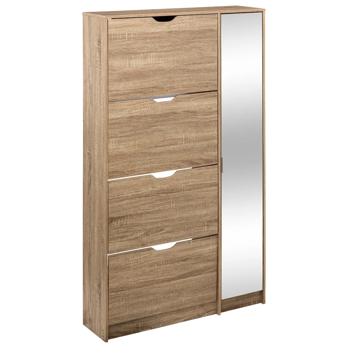 Zapatero Marrón 4 Cajones Puerta Espejo