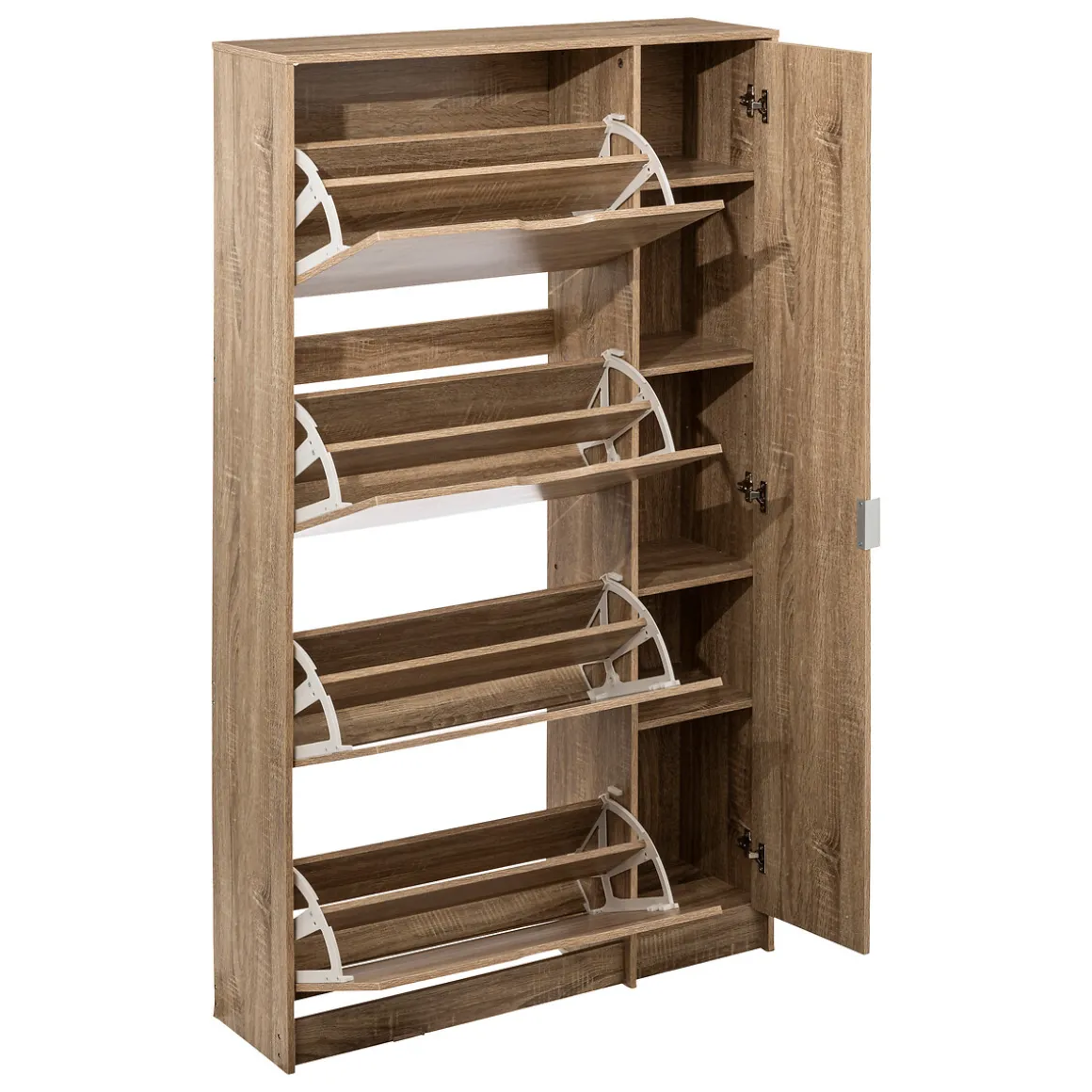 Zapatero Marrón 4 Cajones Puerta Espejo