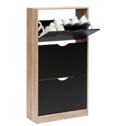 Zapatero Marrón Y Negro Con 3 Cajones