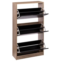 Zapatero Marrón Y Negro Con 3 Cajones