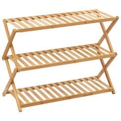 Zapatero Plegable Bambú Con 3 Niveles